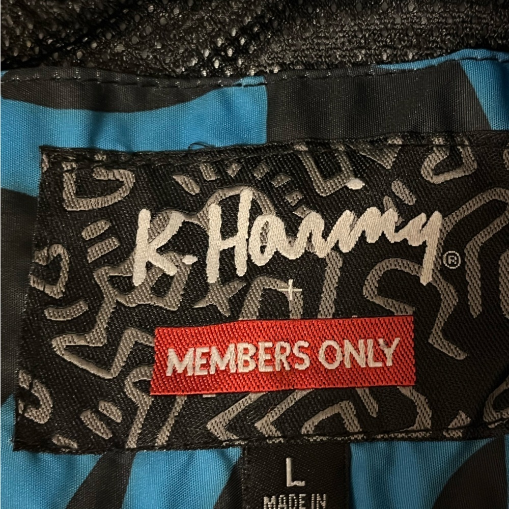 Members Only x Keith Haring Blue &  Black Patterned  Bomber Jacket sz-Large - Picture 9 of 12